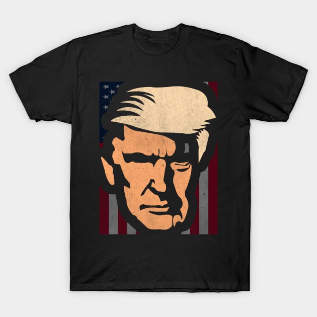 American Flag With Trump's Face Vote For Trump 2020 T-Shirt by StreetDesigns